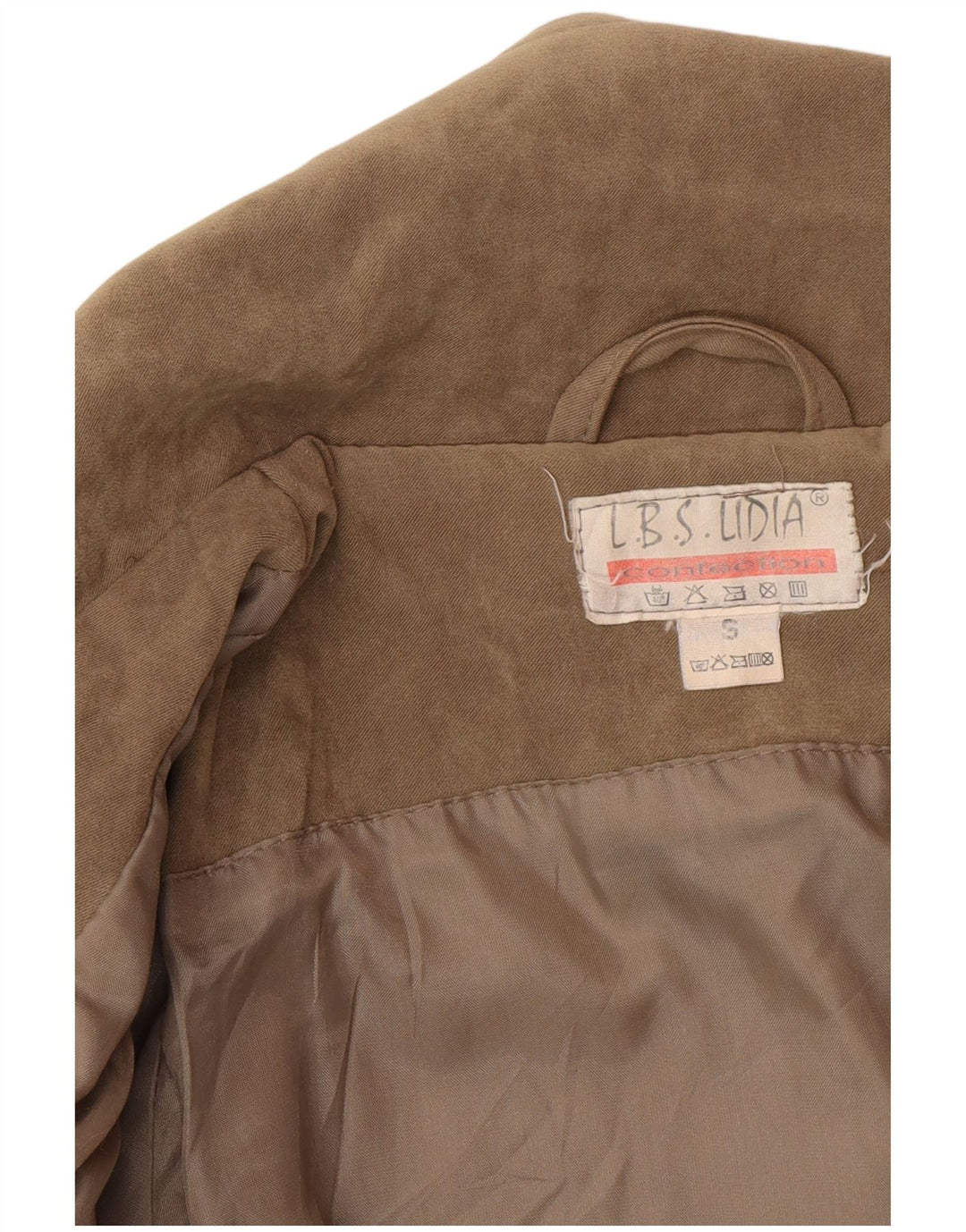 Vintage Womens Oversized Suede Jacket UK 10 Small Beige