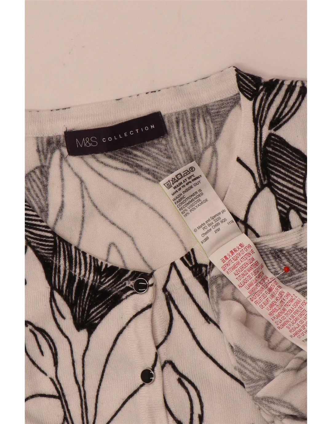 Marks & Spencer Womens Cardigan Sweater UK 16 Large Black Floral