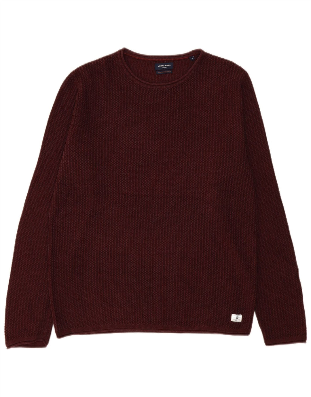 Jack & Jones Mens Crew Neck Jumper Sweater Large Burgundy