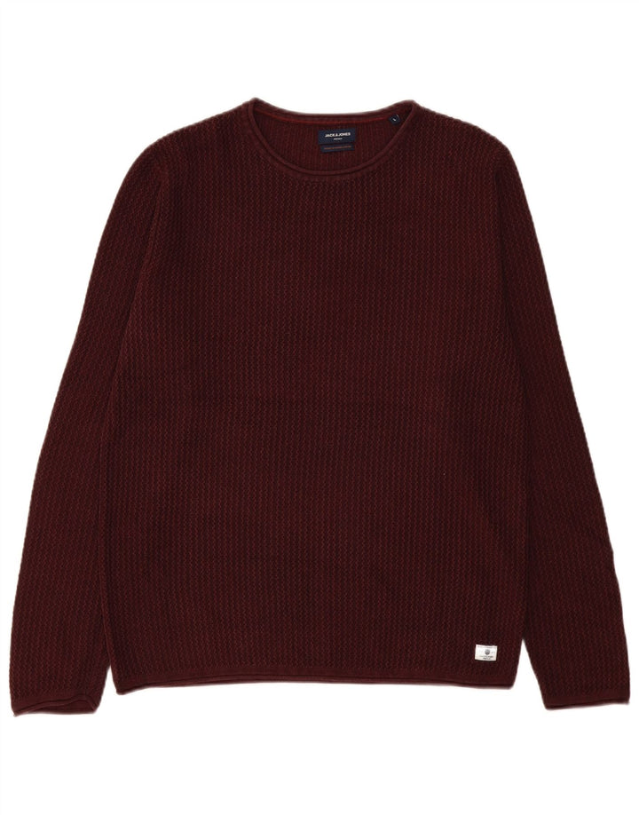 Jack & Jones Mens Crew Neck Jumper Sweater Large Burgundy