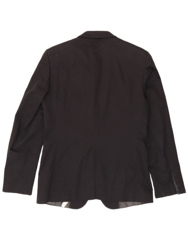 Zara Mens 2 Button Blazer Jacket EU 50 Medium Black Cotton
