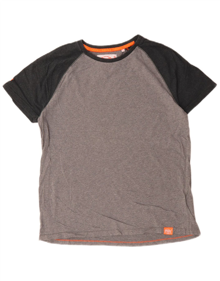 Superdry Mens T-Shirt Top 2XL Grey Colourblock Cotton