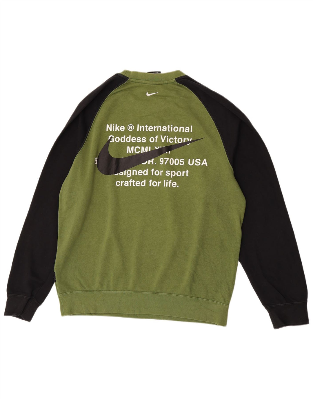 Nike Mens Graphic Sweatshirt Jumper Large Green Colourblock Cotton