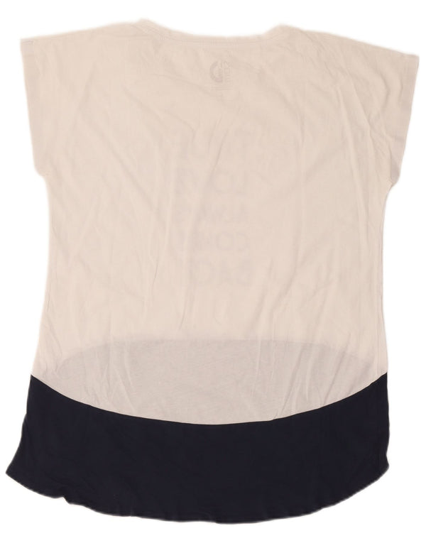 Dack's Womens Graphic T-Shirt Top UK 16 Large White Colourblock Cotton