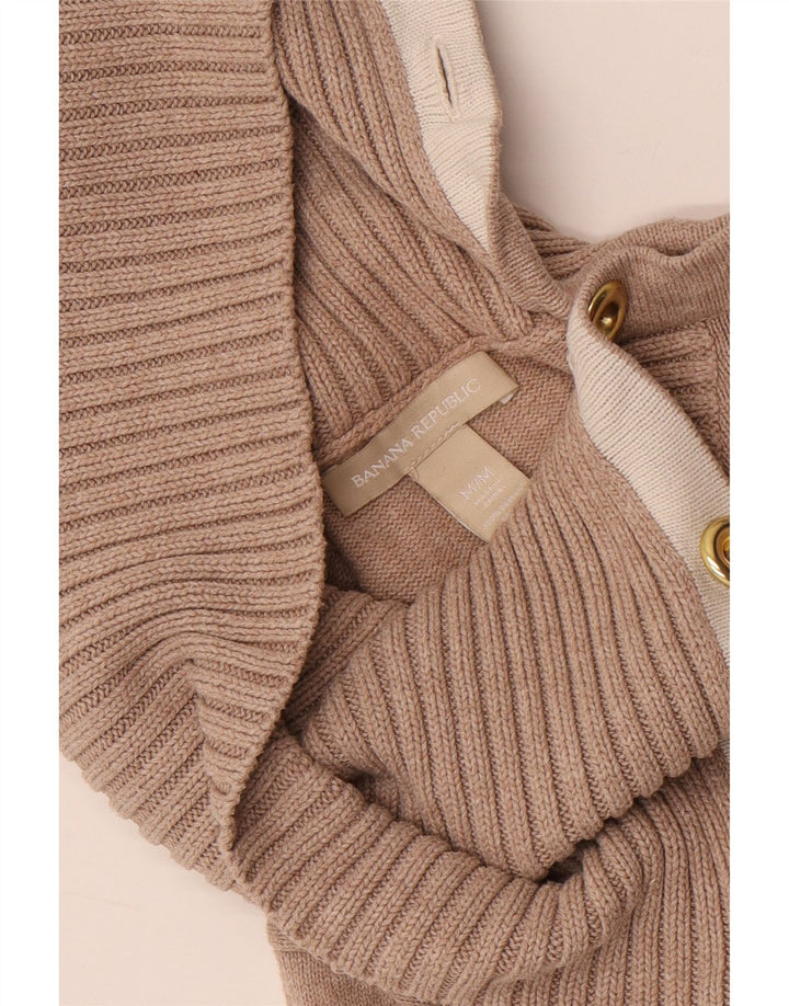 Banana Republic Womens Button Neck Jumper Sweater UK 14 Medium Beige
