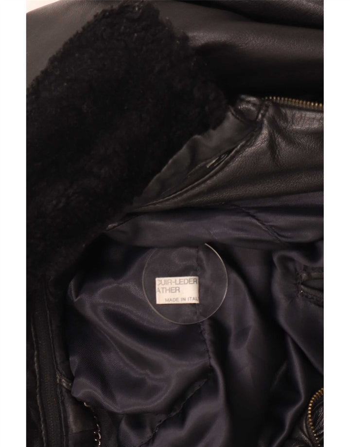 Vintage Mens Leather Jacket IT 52 XL Black