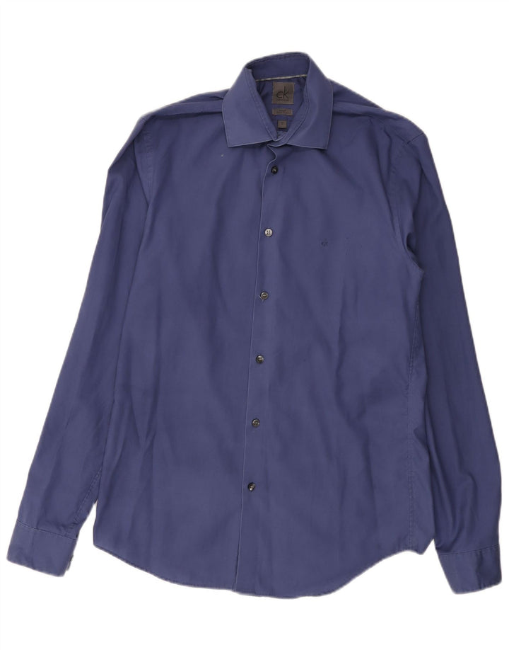 Calvin Klein Mens Fitted Shirt Size 38 15 Medium Blue