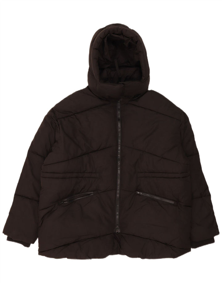 John Lewis Womens Hooded Oversized Padded Jacket UK 18 XL Black Polyester
