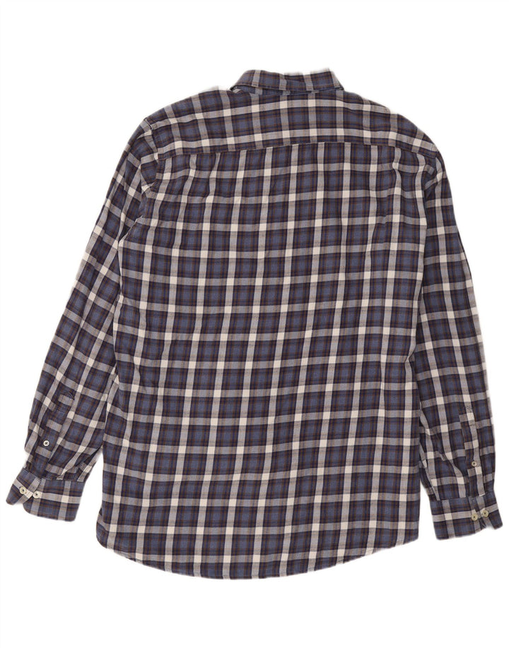 Carrera Mens Regular Fit Flannel Shirt 2XL Navy Blue Check