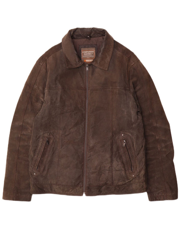 Canda Mens Leather Jacket UK 42 XL Brown Leather