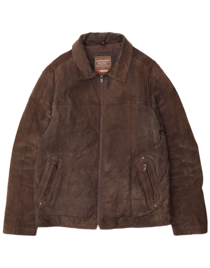 Canda Mens Leather Jacket UK 42 XL Brown Leather