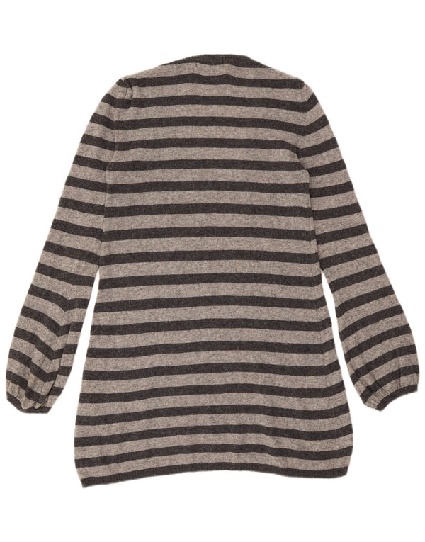 Zara Womens Long Sleeve Jumper Dress UK 12 Medium Grey Striped Wool