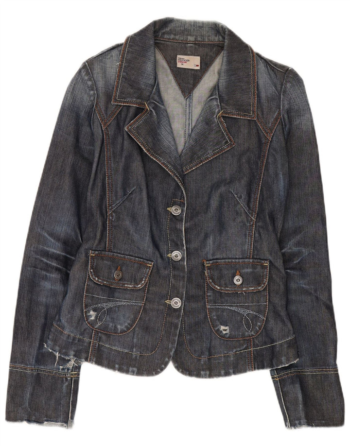 Tommy Hilfiger Womens 3 Button Denim Blazer Jacket UK 12 Medium Navy Blue