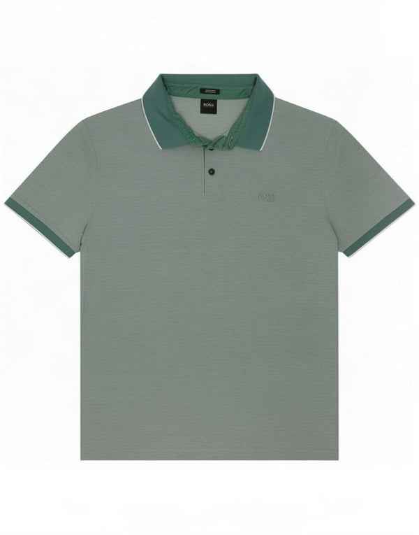 Hugo Boss Mens Regular Fit Polo Shirt XL Green Flecked Cotton