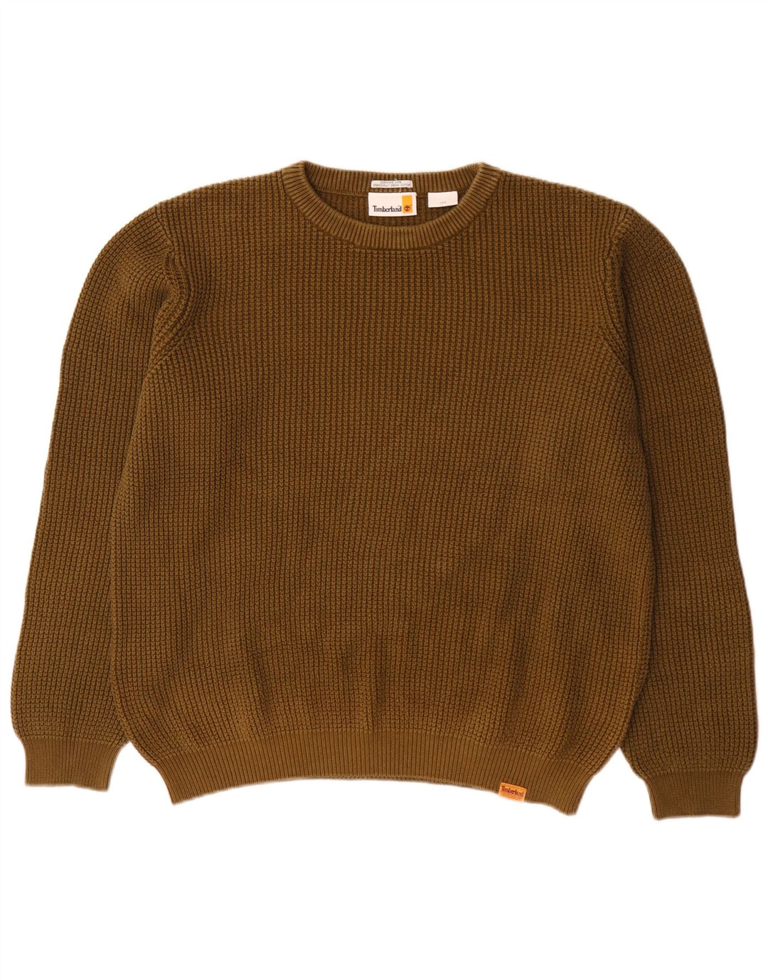 Timberland Mens Crew Neck Jumper Sweater Large Khaki Cotton