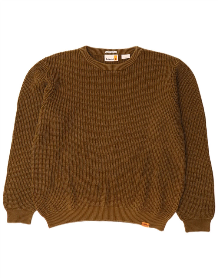 Timberland Mens Crew Neck Jumper Sweater Large Khaki Cotton