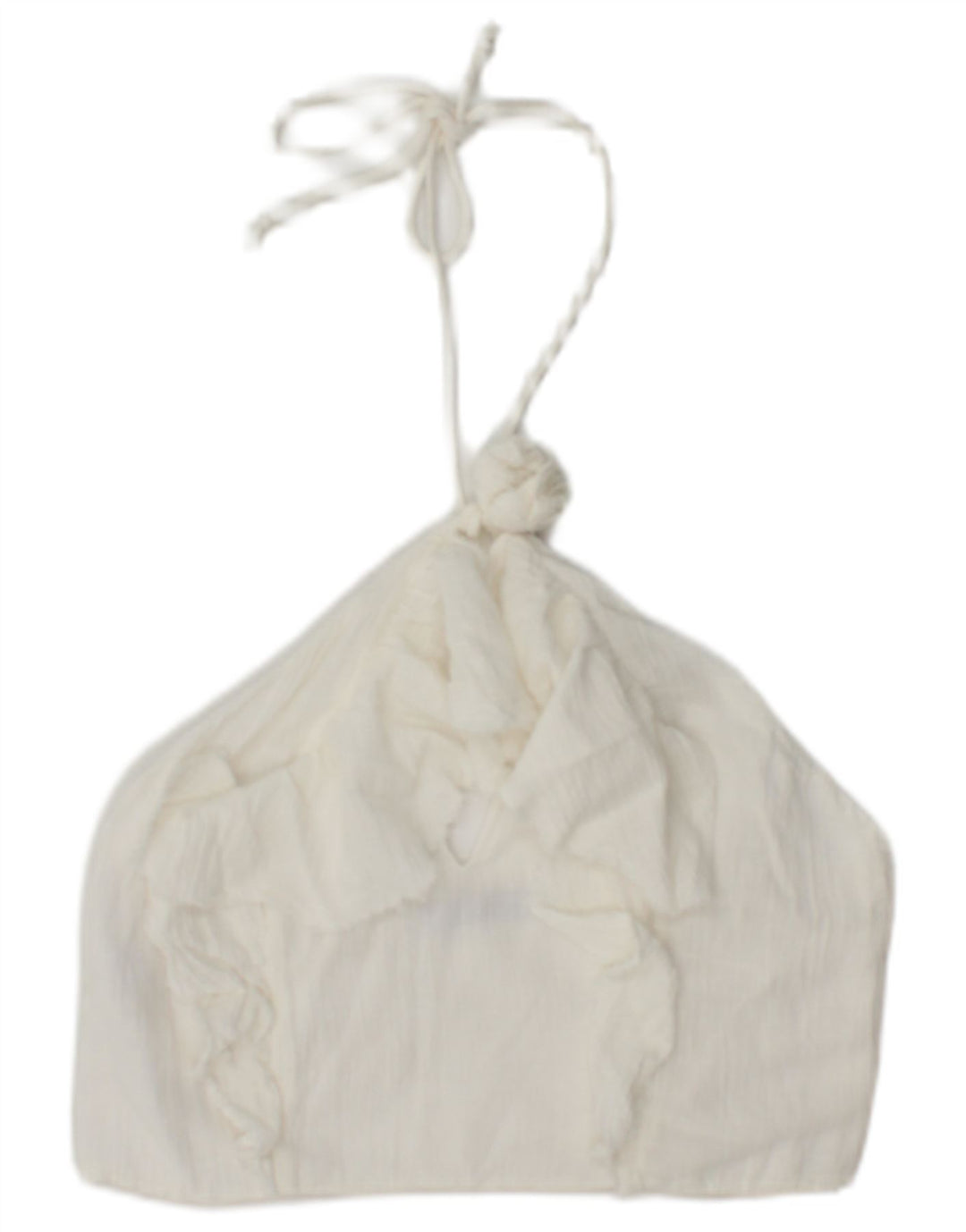 Zara Womens Halter Top UK 12 Medium White Cotton
