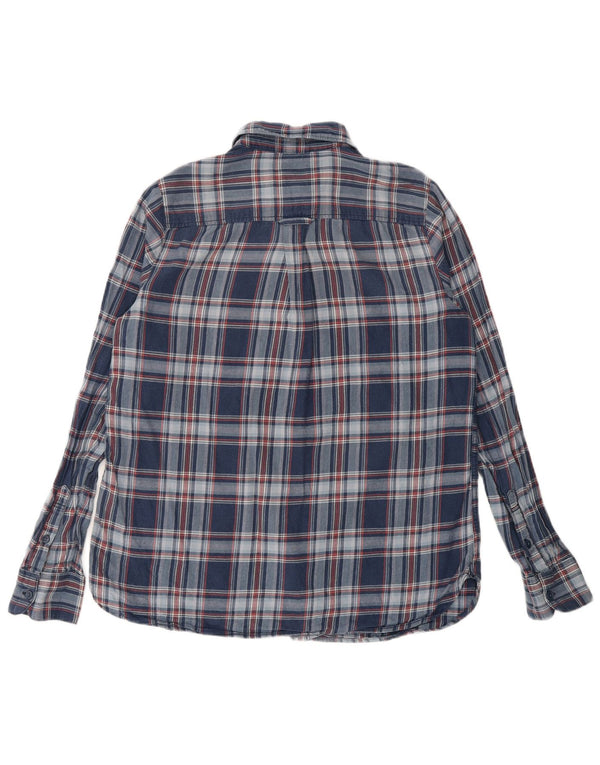 Fat Face Womens Oversized Flannel Shirt UK 10 Small Navy Blue Check Cotton