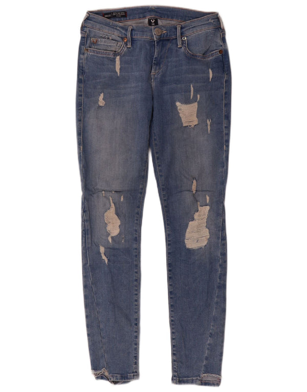 True Religion Womens Halle Mid Rise Super Skinny Jeans W26 L29 Blue Cotton