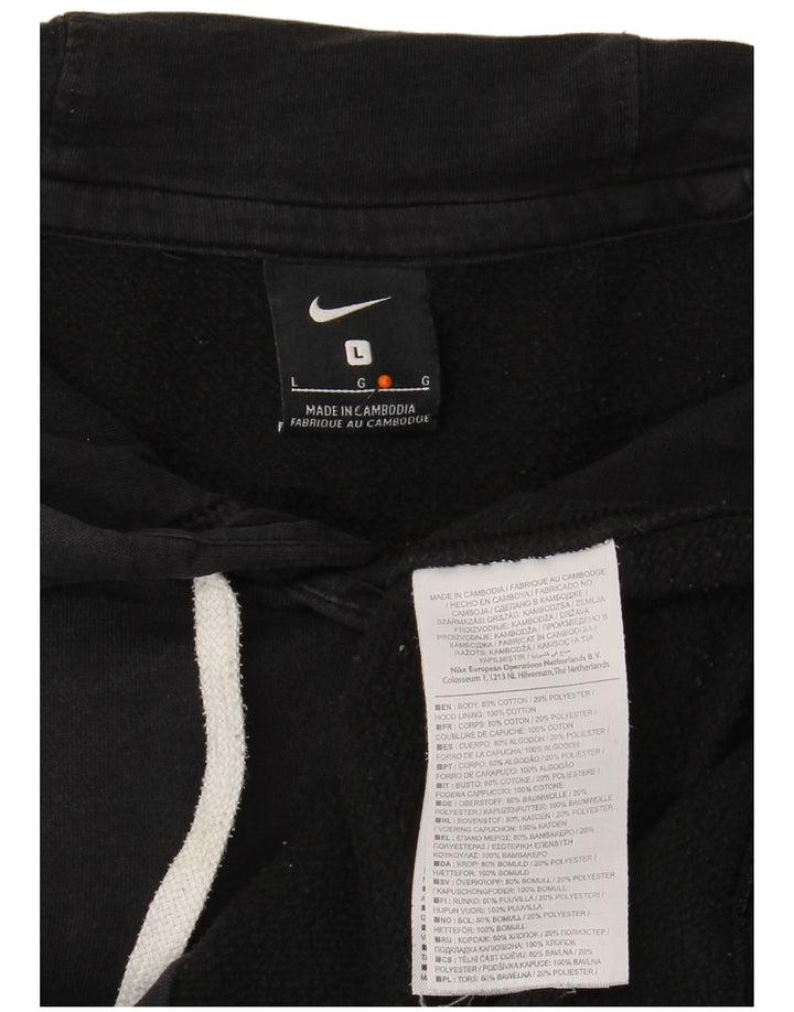 NIKE Mens Hoodie Jumper Large Black Cotton