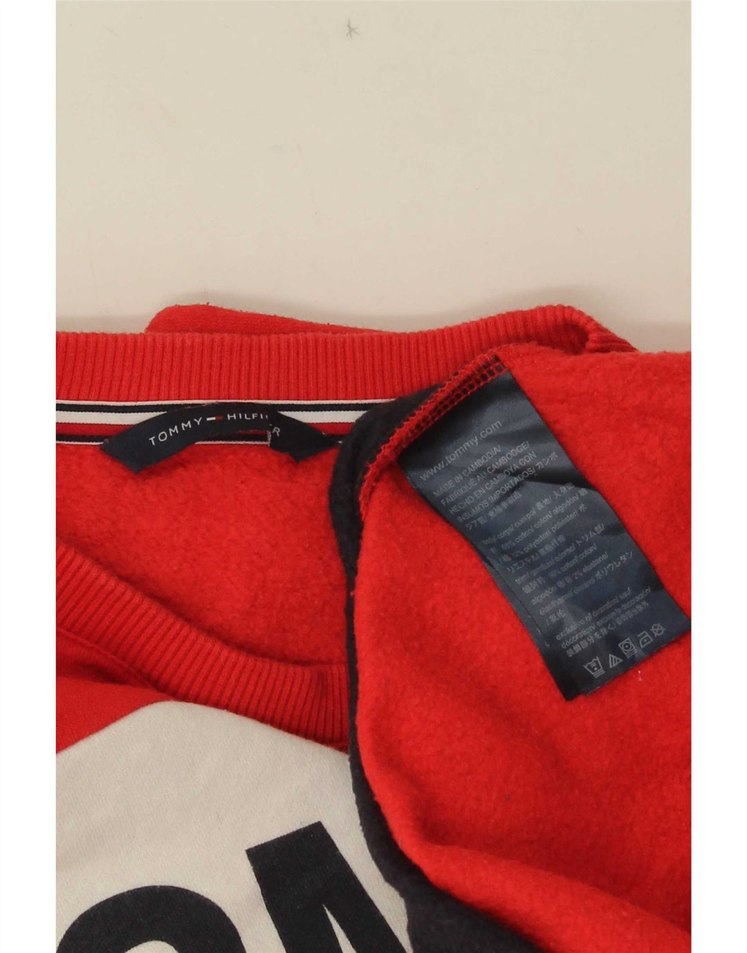 Tommy Hilfiger Womens Sweatshirt Jumper UK 14 Medium Red Colourblock
