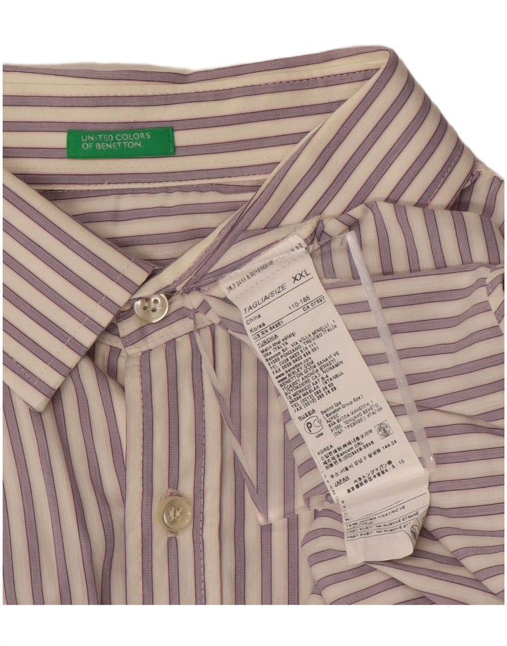 BENETTON Mens Shirt 2XL Purple Striped Cotton