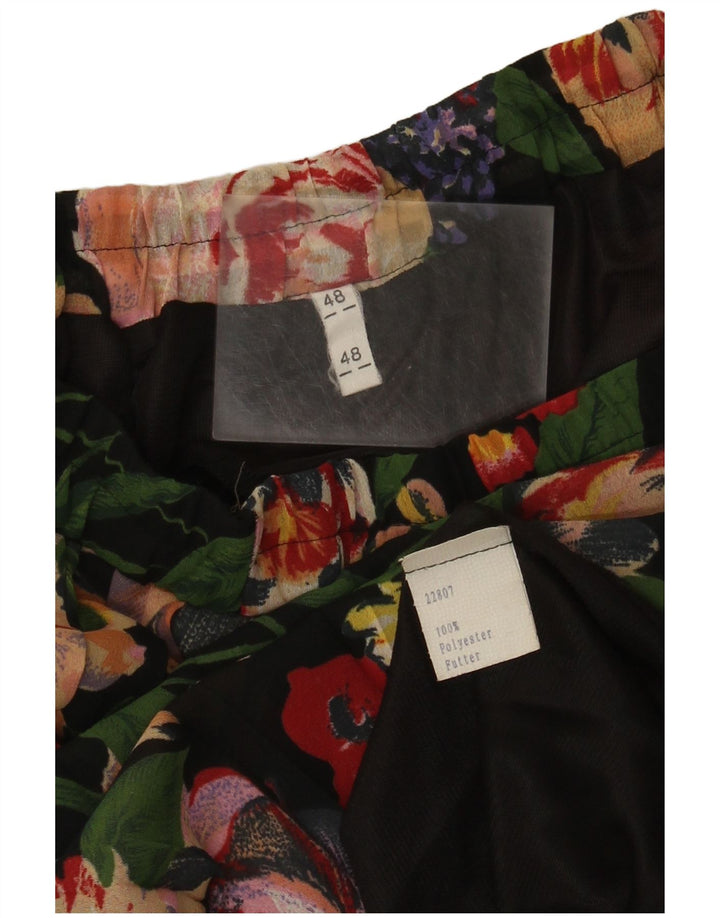 Vintage Womens Pleated Skirt IT 48 XL W38 Multicoloured Floral Polyester