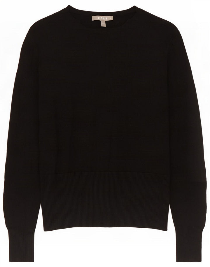 Oasis Womens V-Neck Jumper Sweater UK 14 Medium Black Polyester
