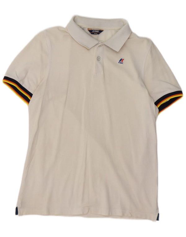 K-WAY Mens Polo Shirt Medium White Cotton