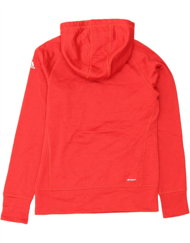 ADIDAS Womens Climawarm Hoodie Jumper UK 8/10 Small Red Polyester Vintage Adidas and Second-Hand Adidas from Messina Hembry 