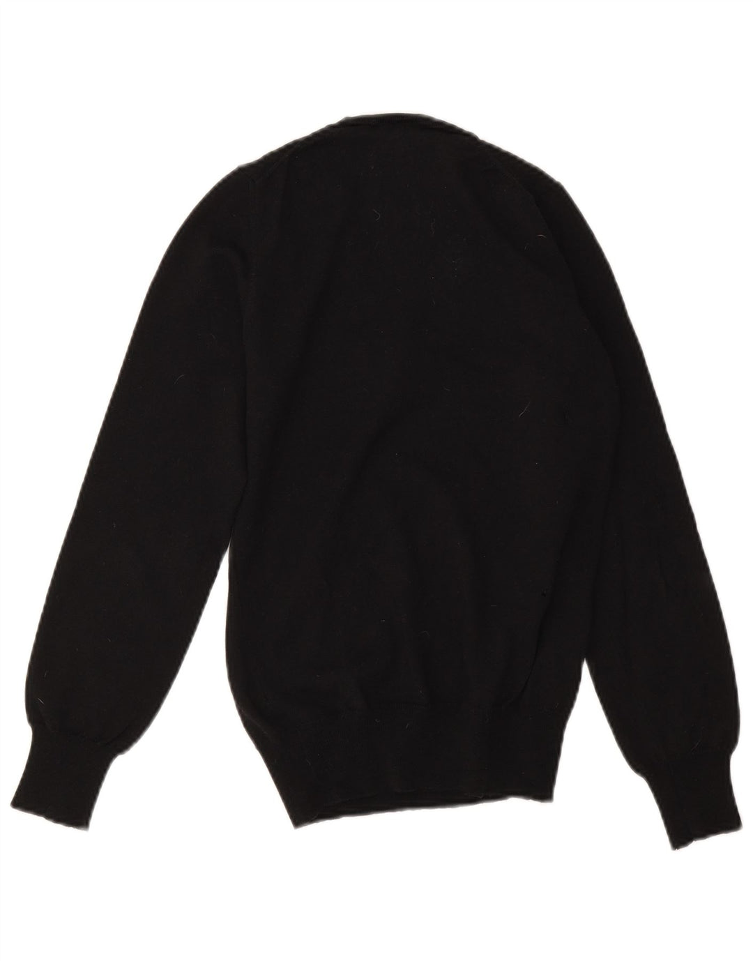 Fred Perry Womens V-Neck Jumper Sweater UK 8 Small Black Merino Wool