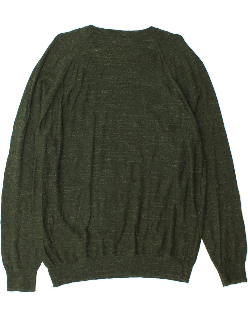 J. CREW Mens Crew Neck Jumper Sweater XL Green Flecked Cotton Vintage J. Crew and Second-Hand J. Crew from Messina Hembry 
