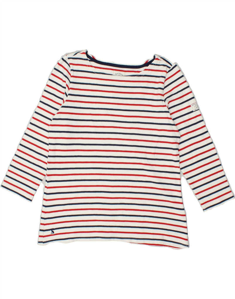 JOULES Womens Top 3/4 Sleeve UK 12 Medium Red Striped Cotton | Vintage Joules | Thrift | Second-Hand Joules | Used Clothing | Messina Hembry 
