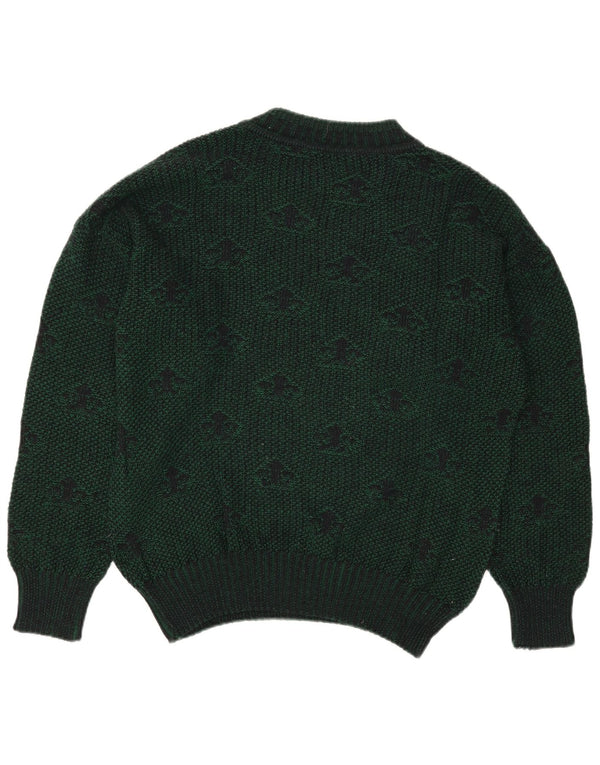 Vintage Mens Crew Neck Jumper Sweater Large Green Paisley