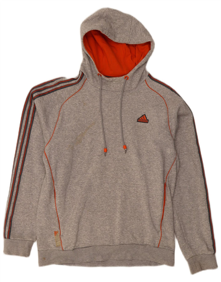 Adidas Mens Hoodie Jumper Medium Grey Cotton