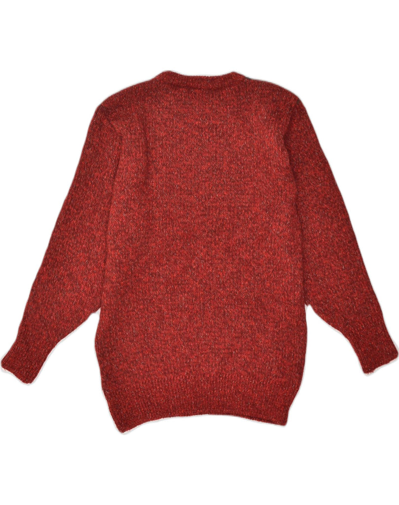 VINTAGE Womens Crew Neck Jumper Sweater UK 14 Medium Red Geometric Wool | Vintage Vintage | Thrift | Second-Hand Vintage | Used Clothing | Messina Hembry 