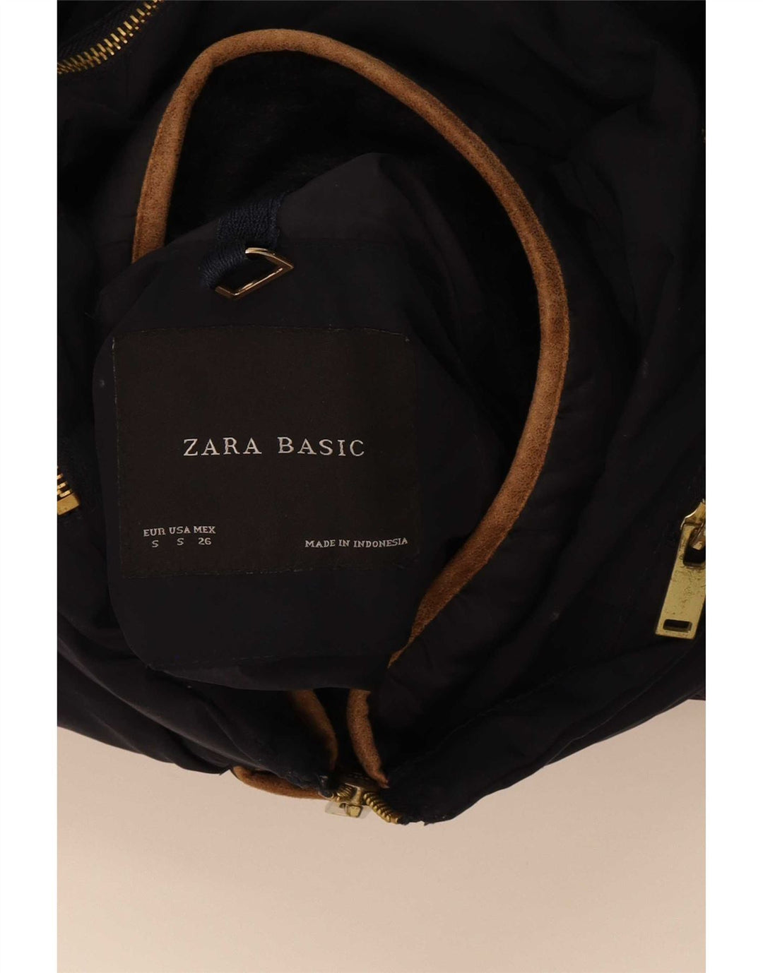 Zara Womens Hooded Padded Jacket UK 10 Small Navy Blue Polyester