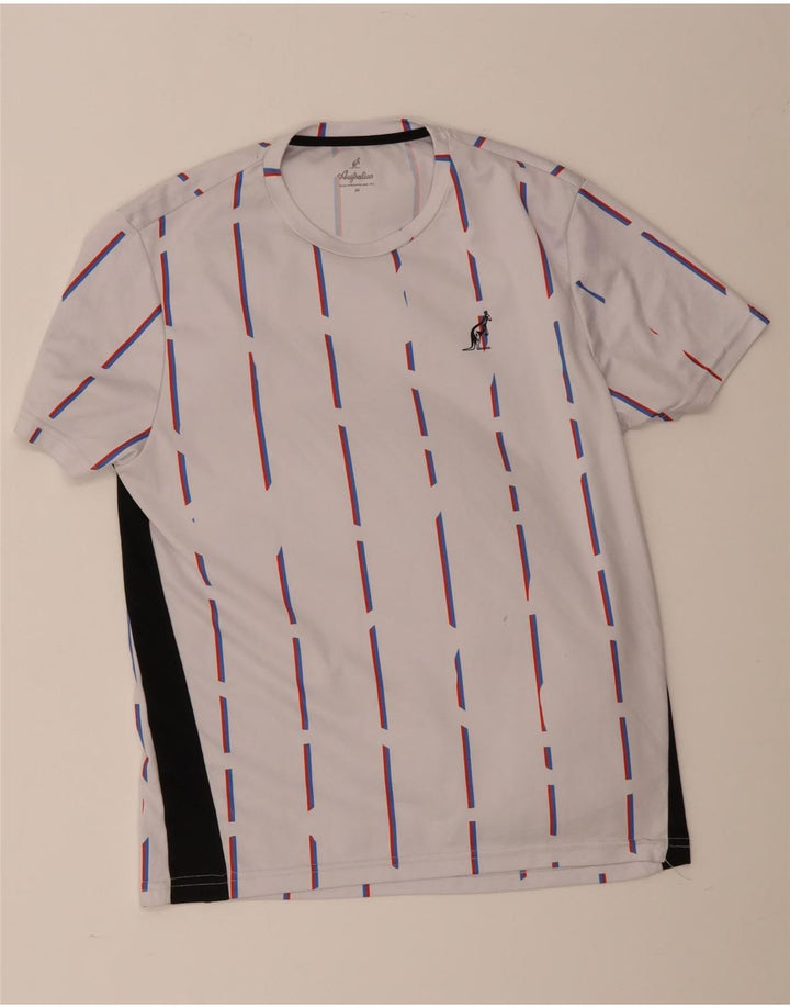 AUSTRALIAN L'ALPINA Mens Graphic T-Shirt Top Medium White Striped