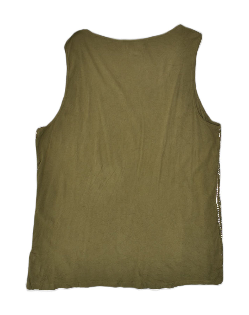 CHAPS Womens Vest Top UK 20 2XL Khaki Cotton | Vintage Chaps | Thrift | Second-Hand Chaps | Used Clothing | Messina Hembry 