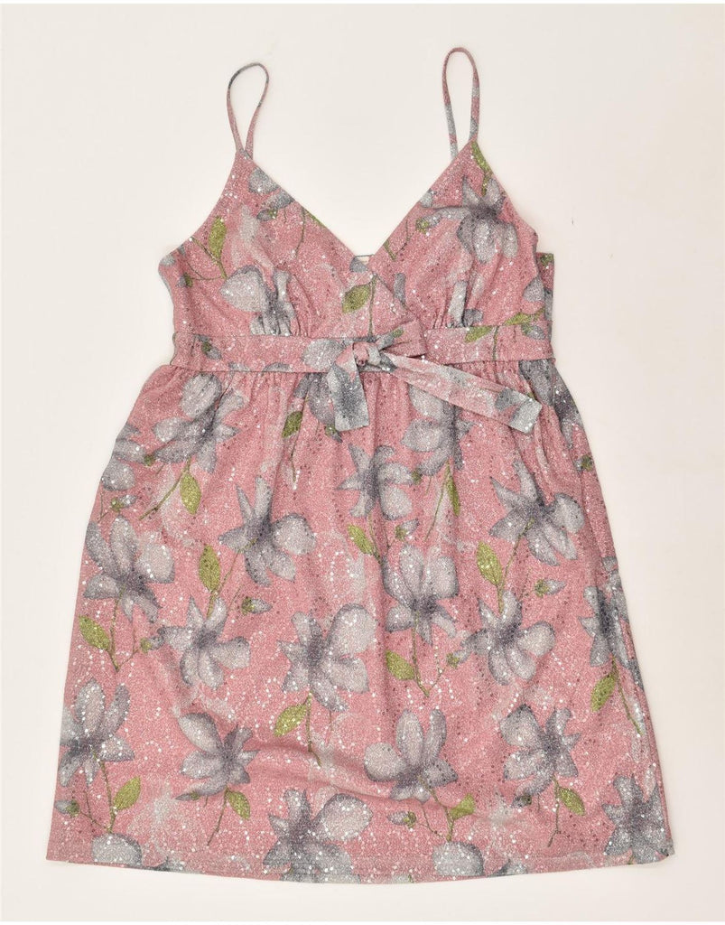 VINTAGE Womens Sundress UK 14 Large Pink Floral Polyester | Vintage Vintage | Thrift | Second-Hand Vintage | Used Clothing | Messina Hembry 