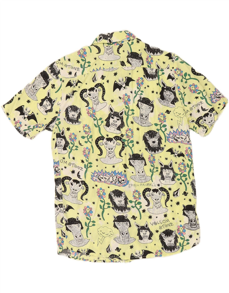 VOLCOM Mens Abstract Pattern Short Sleeve Shirt Medium Yellow Viscose Vintage Volcom and Second-Hand Volcom from Messina Hembry 
