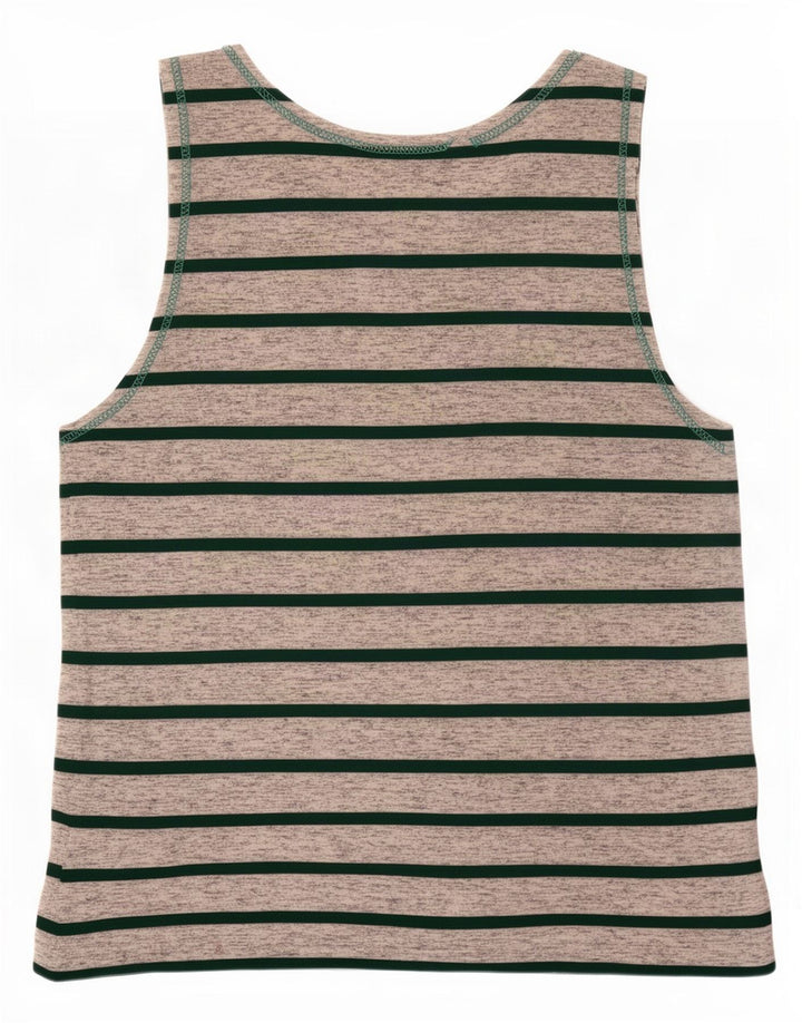 Vintage Mens Vest Top Medium Grey Striped