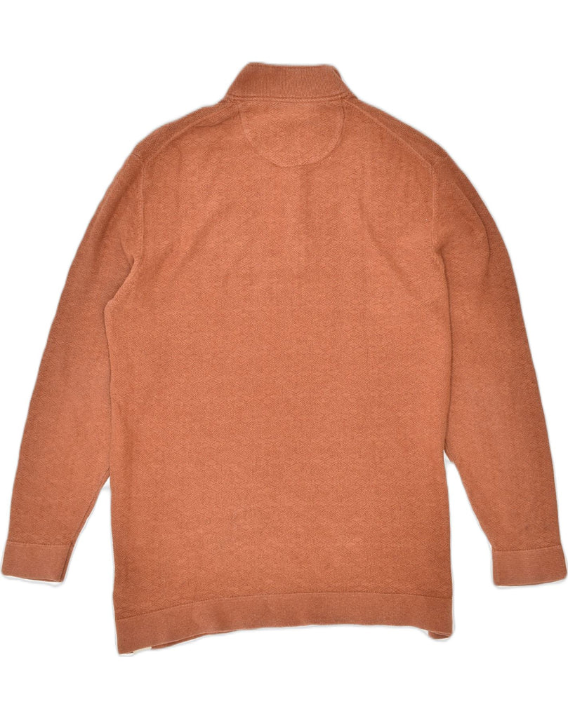 MASSIMO DUTTI Mens Zip Neck Jumper Sweater 2XL Brown Check Cotton Classic | Vintage | Thrift | Second-Hand | Used Clothing | Messina Hembry 