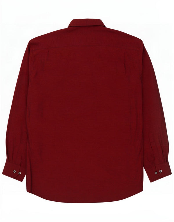 Canda Mens Shirt Size 41/42 Large Burgundy Viscose