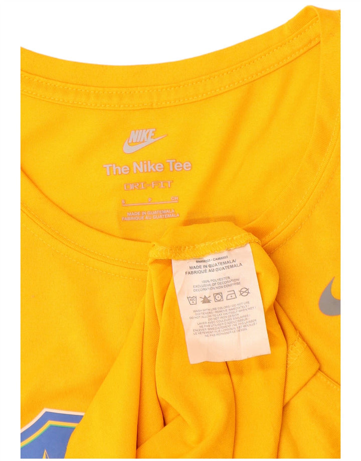 Nike Womens Brasil Graphic T-Shirt Top UK 10 Small Yellow Polyester