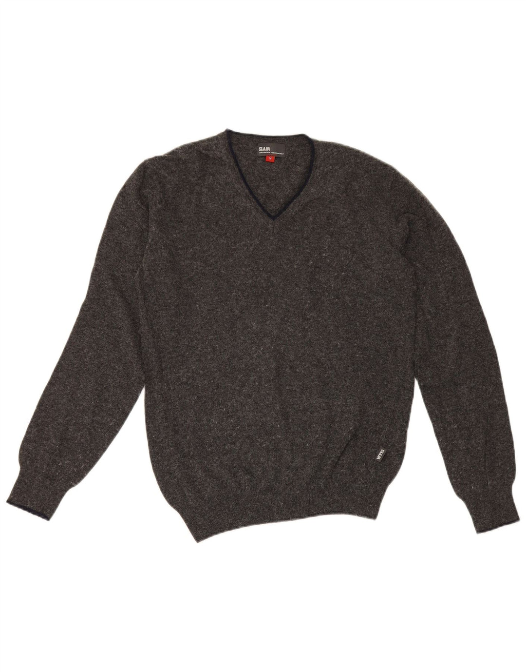 Slam Mens V-Neck Jumper Sweater Medium Grey Polyamide