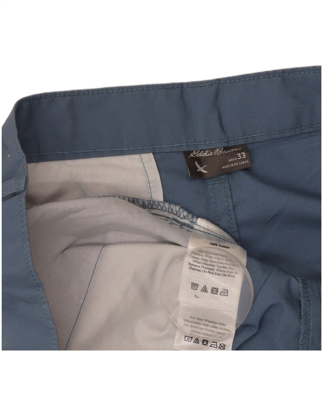 Eddie Bauer Mens Chino Shorts W33 Medium Blue Cotton