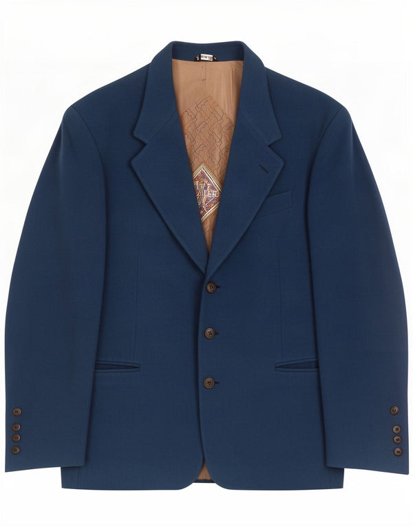 Palzileri Mens 3 Button Blazer Jacket IT 46 Small Blue Wool