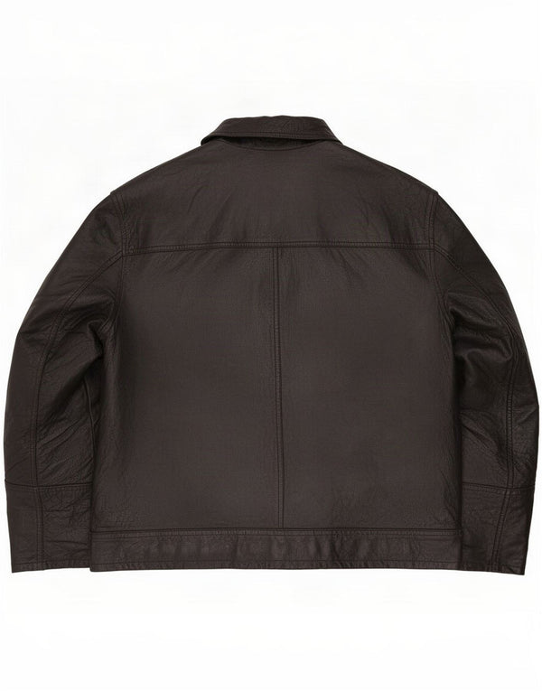 Vintage Mens Loose Fit Leather Jacket UK 36 Small Black