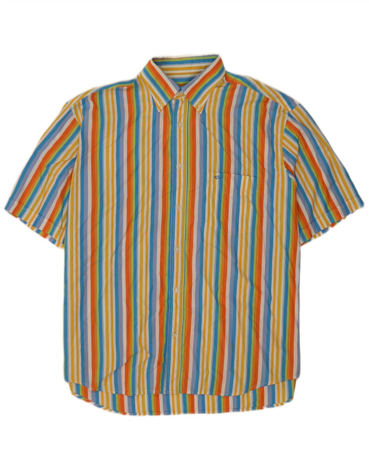 Paul & Shark Mens Short Sleeve Shirt Size 43 XL Multicoloured Striped